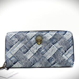 KURT GEIGER LONDON Kensington Woven Denim Zip Around Wallet in Blue